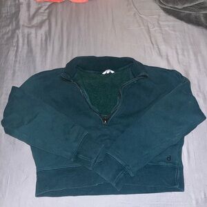 Women's Dark Green Zip-Up Sweater